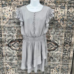 dolan Light Gray Ruffle Sleeve Mini Dress